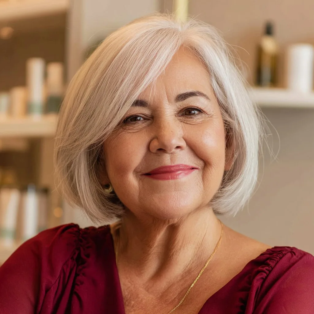 Softly Textured Silver Bob with Subtle Layers