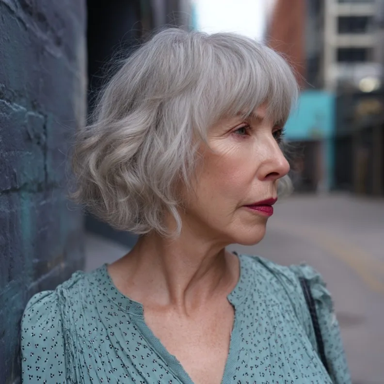Softly Textured Wavy Bob with Subtle Volume