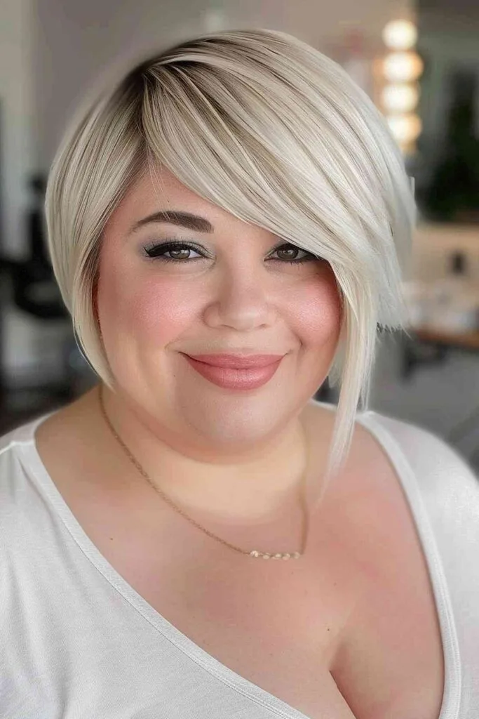 Stylish Asymmetrical Bob for 60 year olds