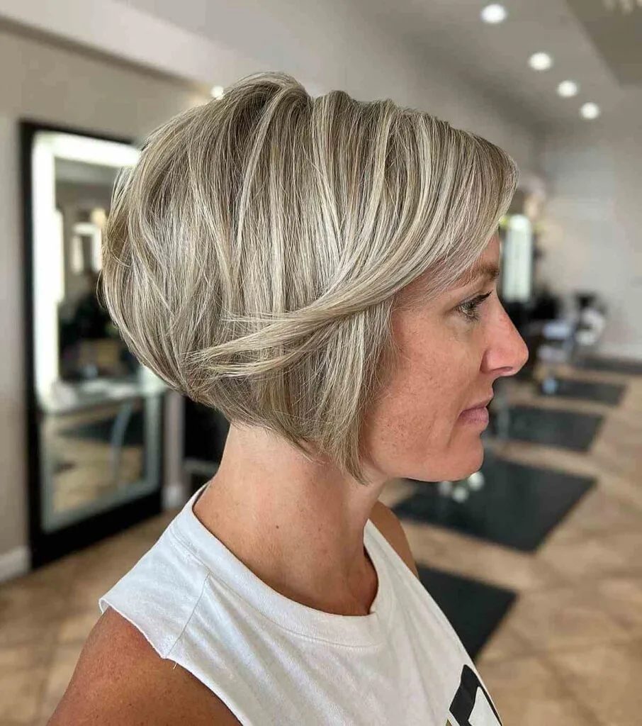 Stylish Blonde Balayage Bob for 40-Year-Old Women