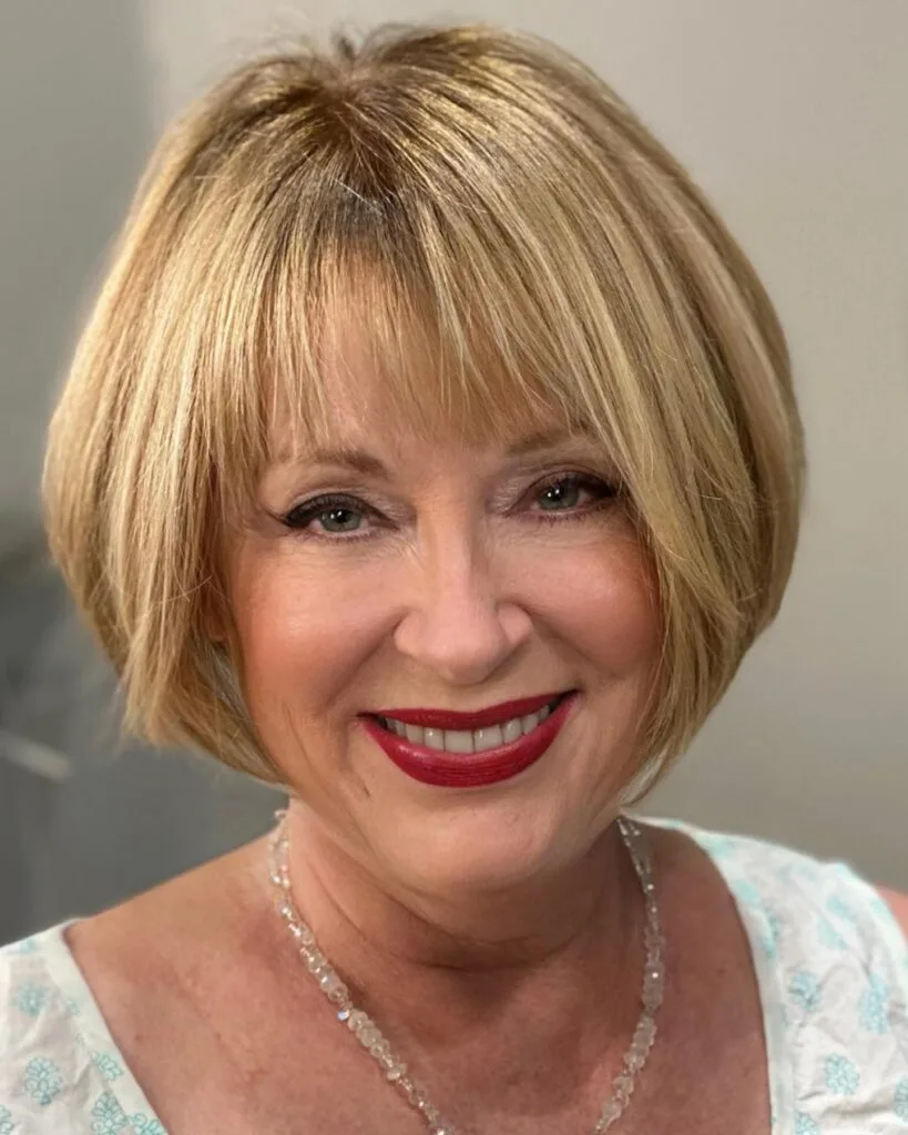 Stylish Blunt Bob with Soft Textured Bangs