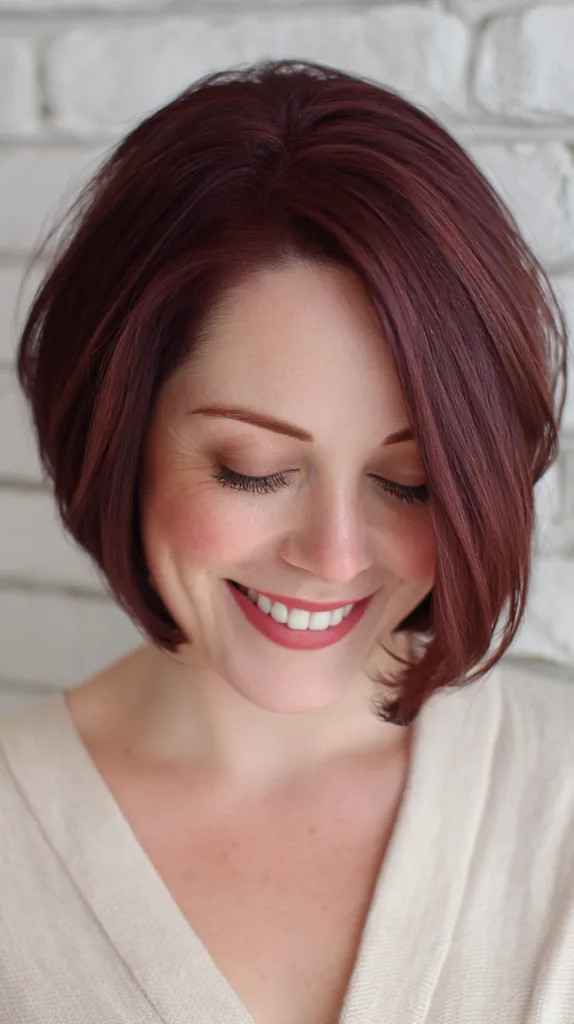 Stylish Burgundy A-Line Bob with Subtle Layers