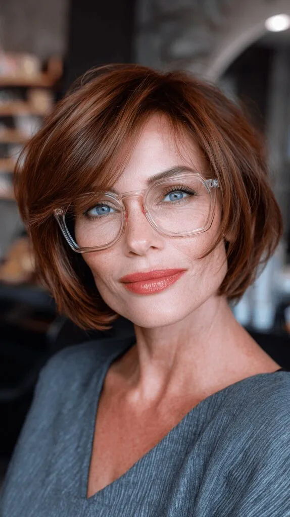 Stylish Copper Stacked Bob with Soft Layers