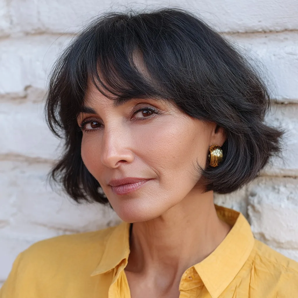 Stylish Jaw-Length Bob with Subtle Curtain Bangs