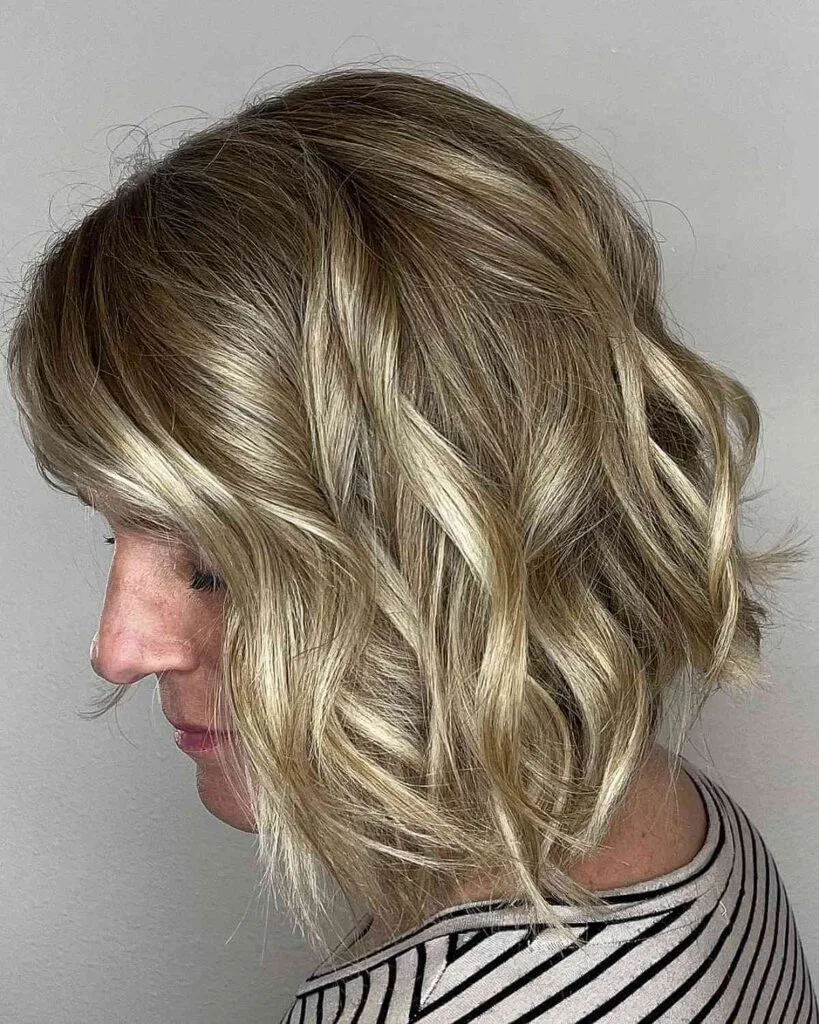 Stylish Long Choppy Bob with Beachy Waves for Women Over 40