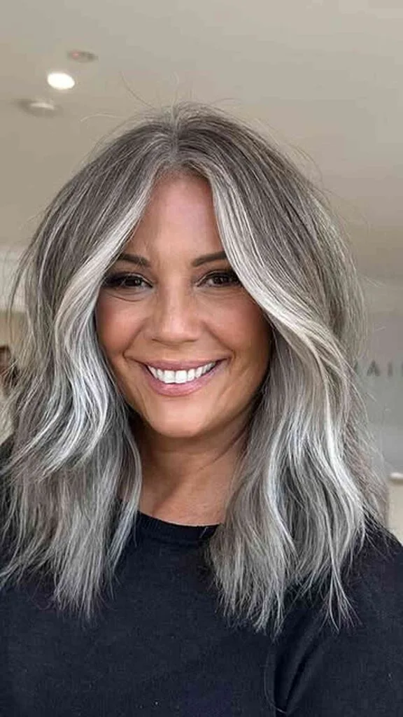 Stylish Medium Length Gray Waves