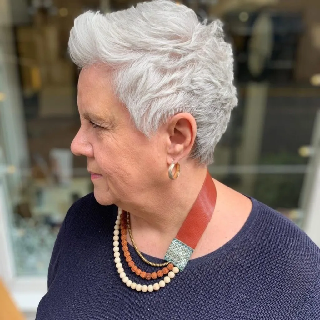 Stylish pixie for mature women with fine hair