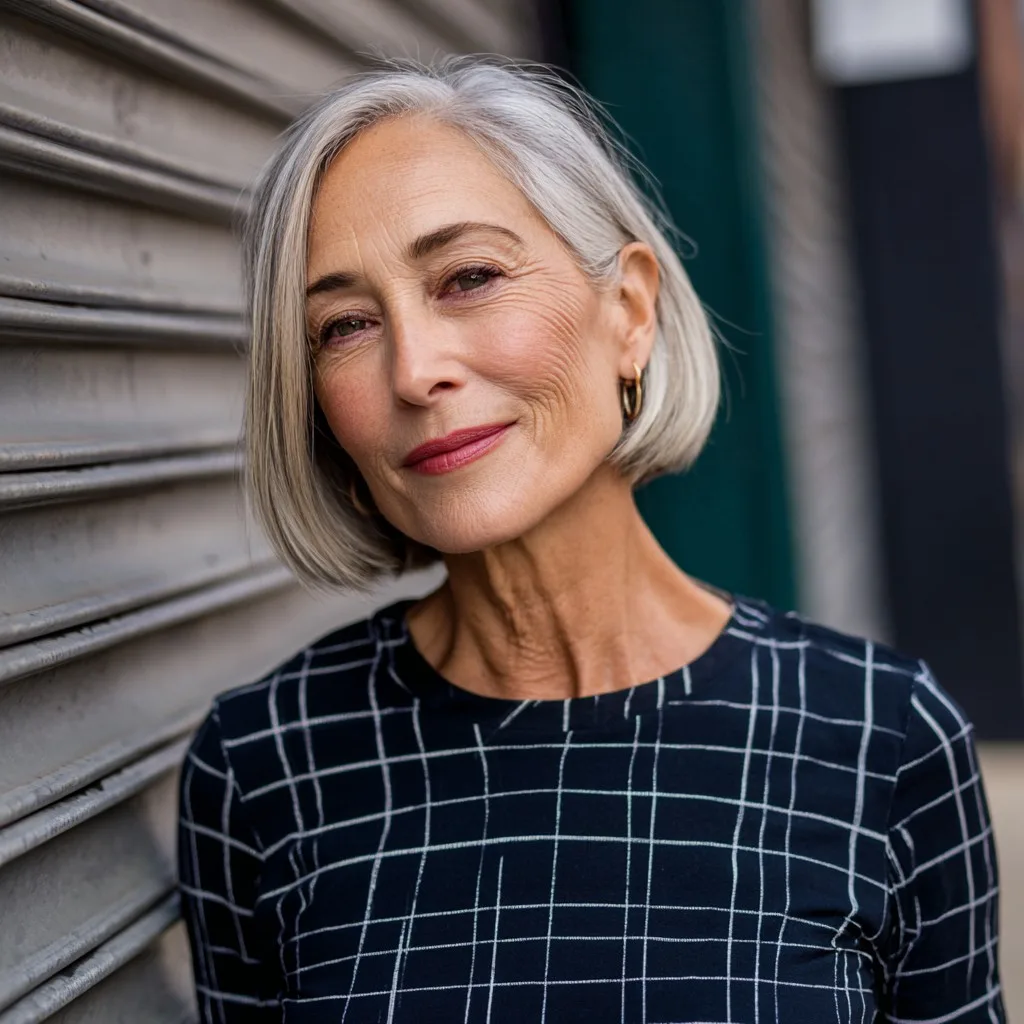 Stylish Silver Bob with Soft Waves