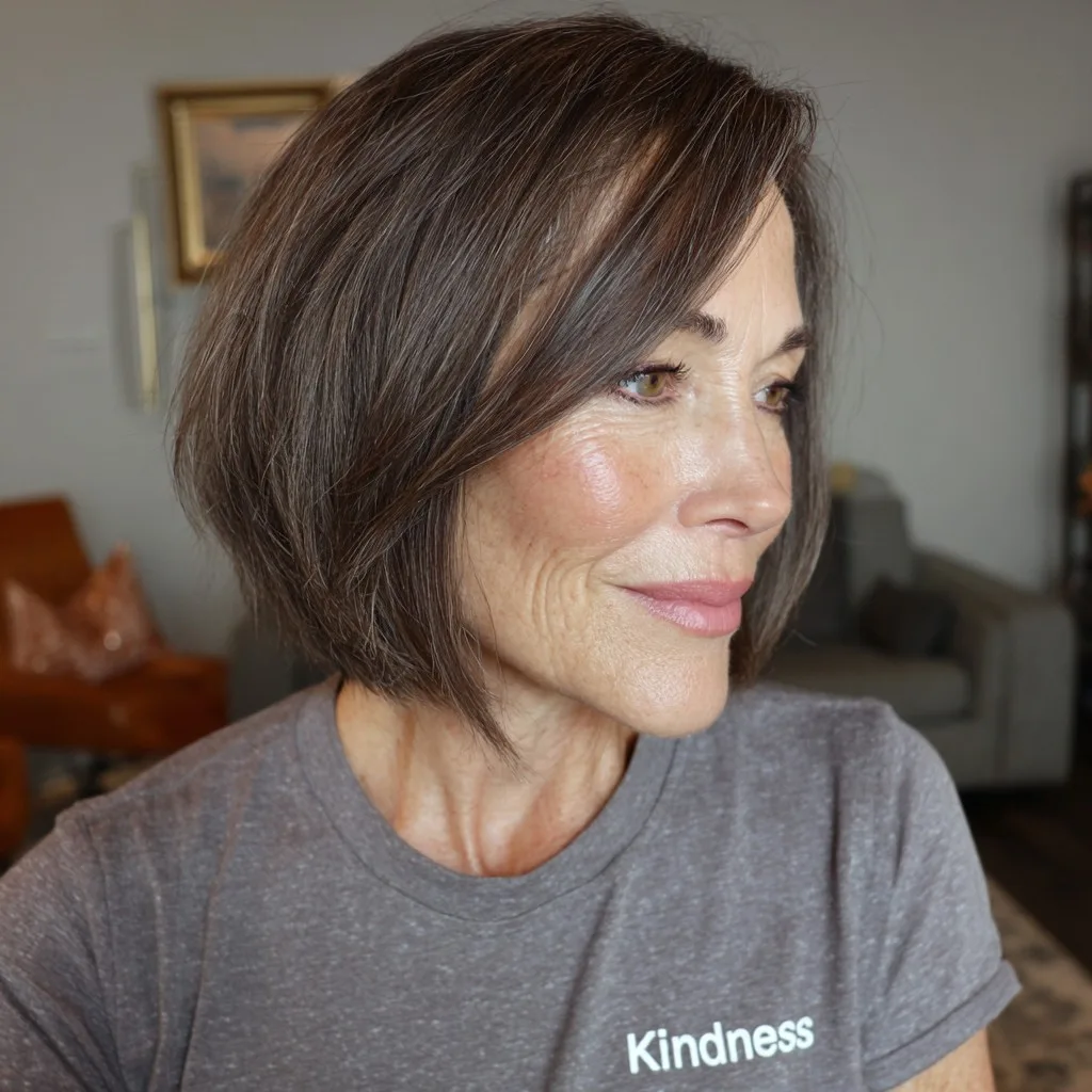 Stylish Textured Angular Bob with Subtle Highlights