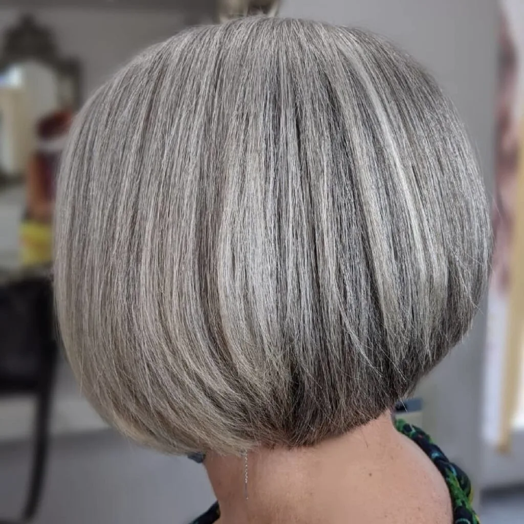 stylish textured bob haircut for fine gray hair