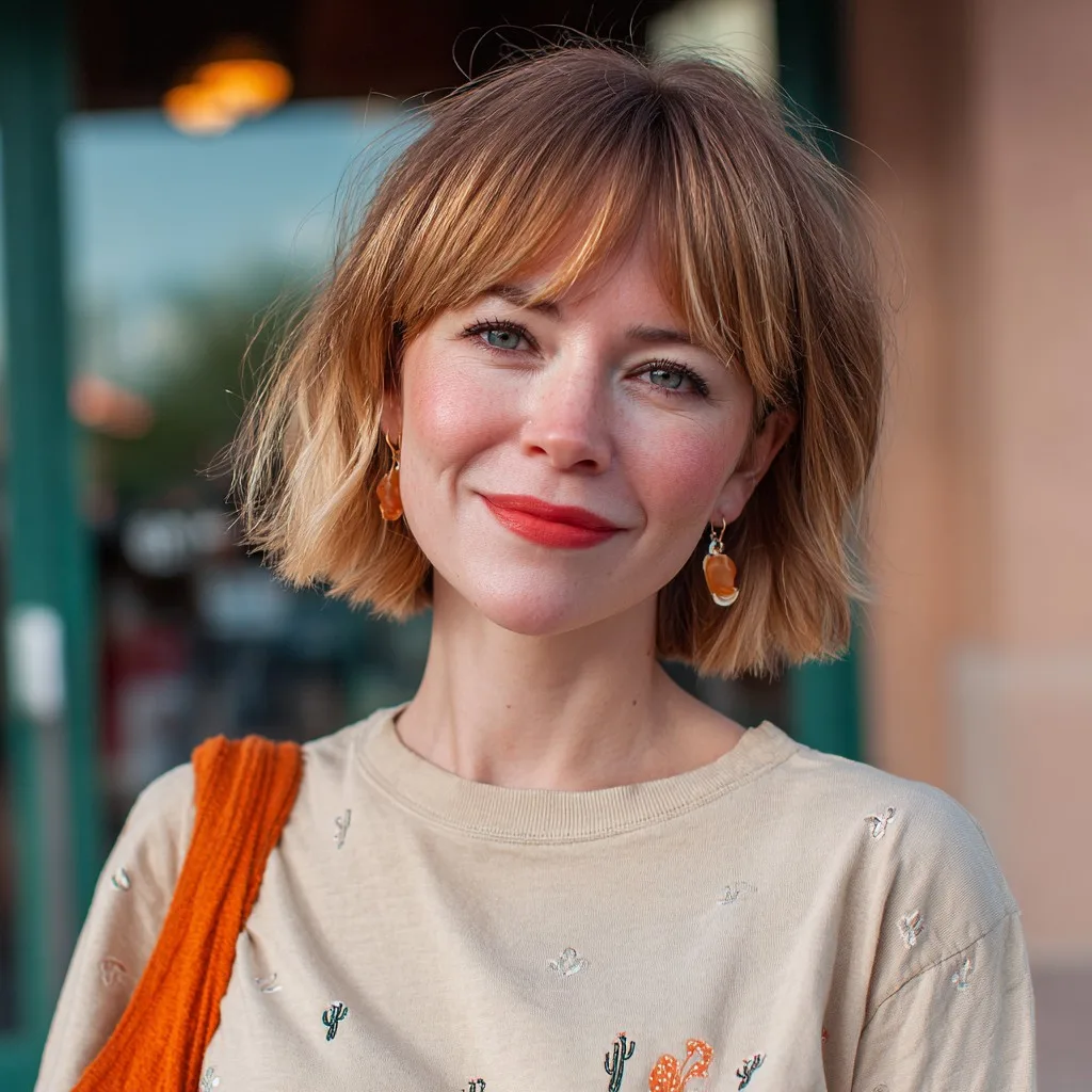 Stylish Textured Bob with Playful Bangs
