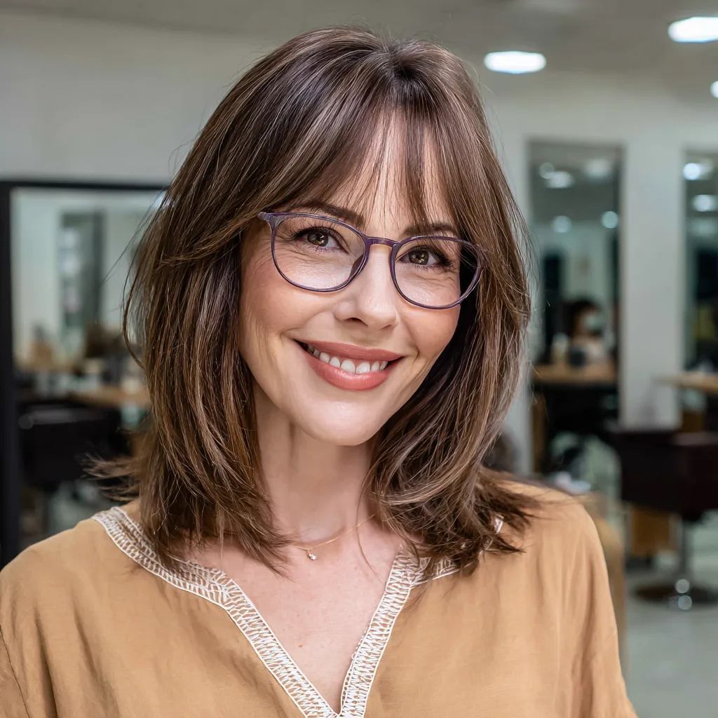 Stylish Textured Lob with Birkin Bangs