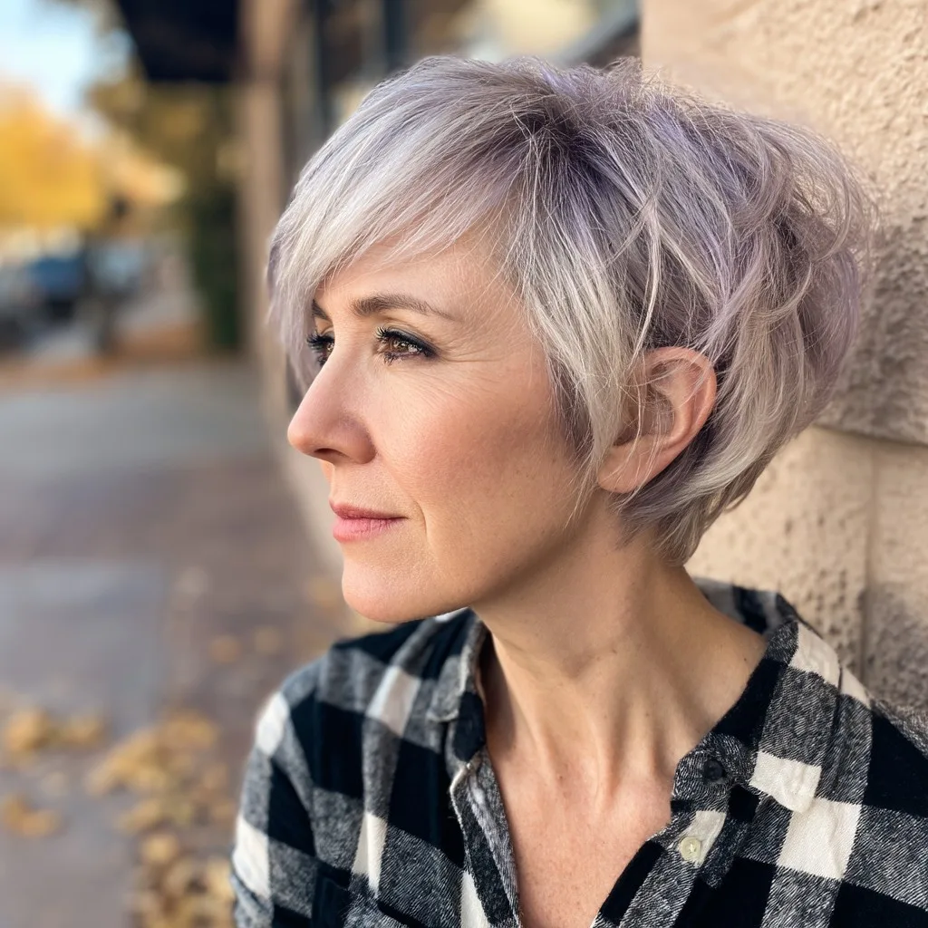 Stylish Textured Pixie Bob with Subtle Lavender Tints