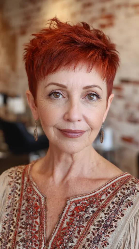 Stylish Textured Red Pixie Cut