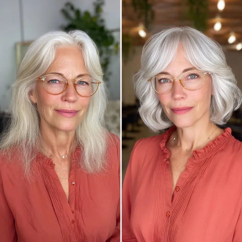 Stylish Wavy Neck-Length Cut for Mature Women