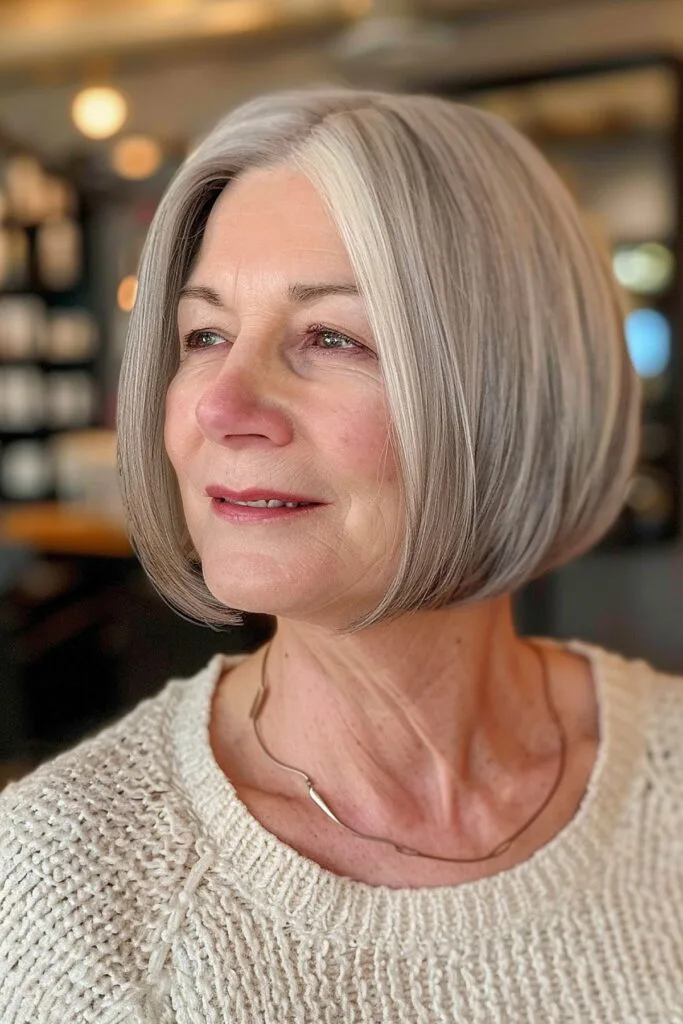 Subtle Graduated Haircut for Fine Tresses on a woman over sixty years old