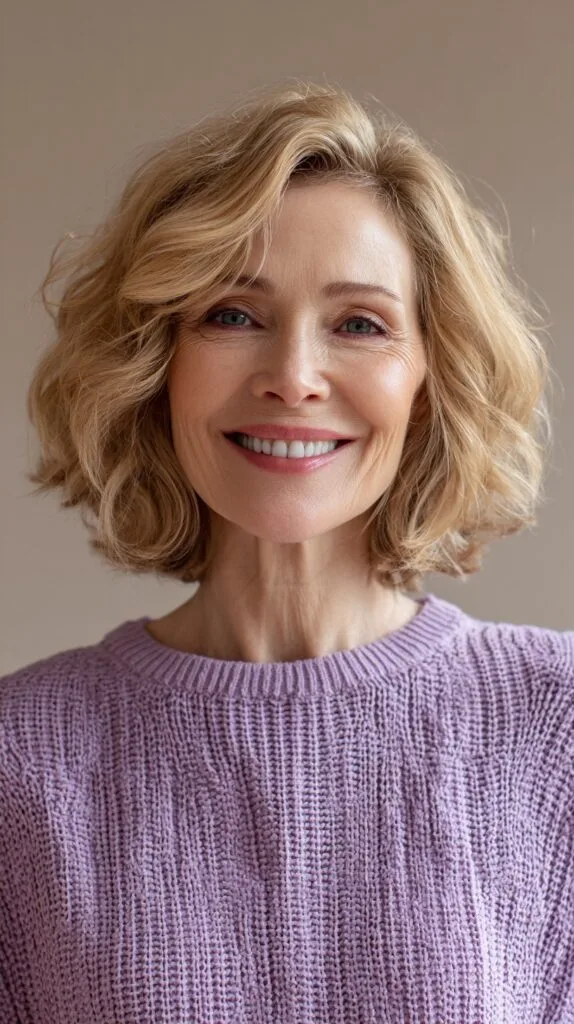 Sun-Kissed Golden Wavy Bob