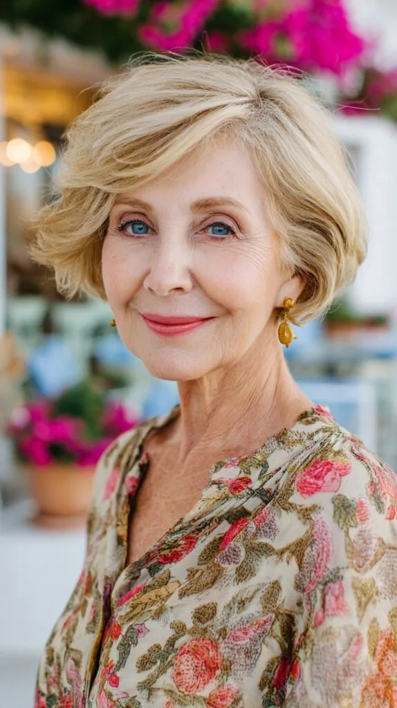 Sunlit Feathered Chin-Length Bob with Side-Swept Curtain