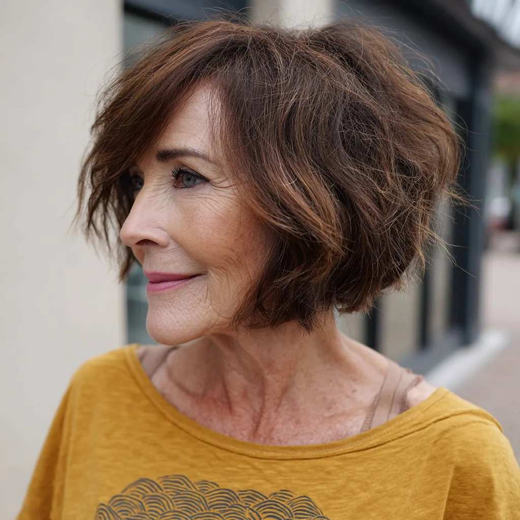 Textured Angular Bob with Soft Volume