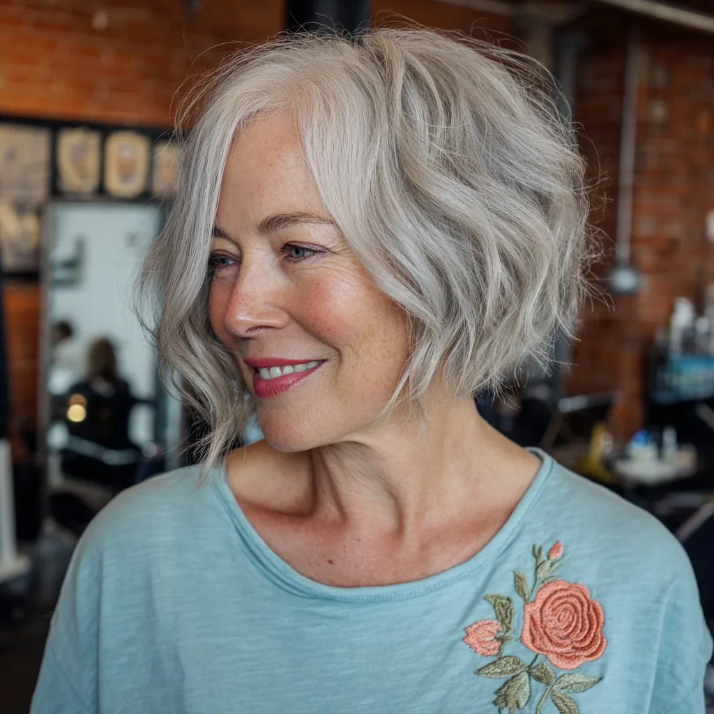 Textured Angular Bob with Soft Waves