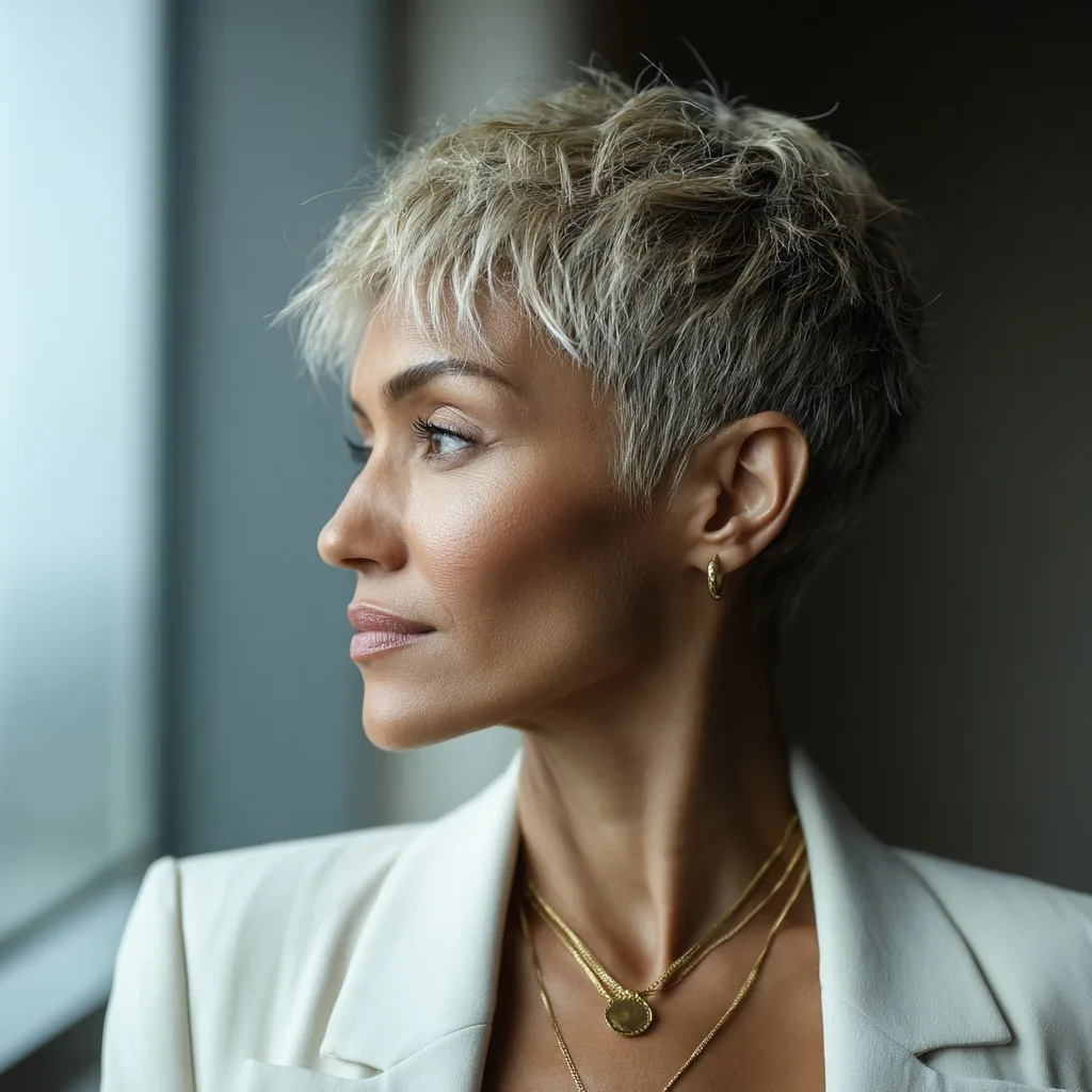 Textured Blonde Pixie with Lived-In Layers