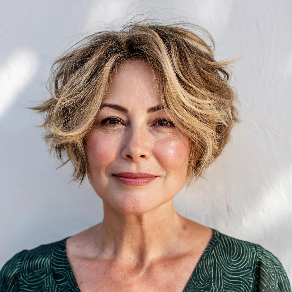 Textured Chic Pixie Cut with Soft Highlights