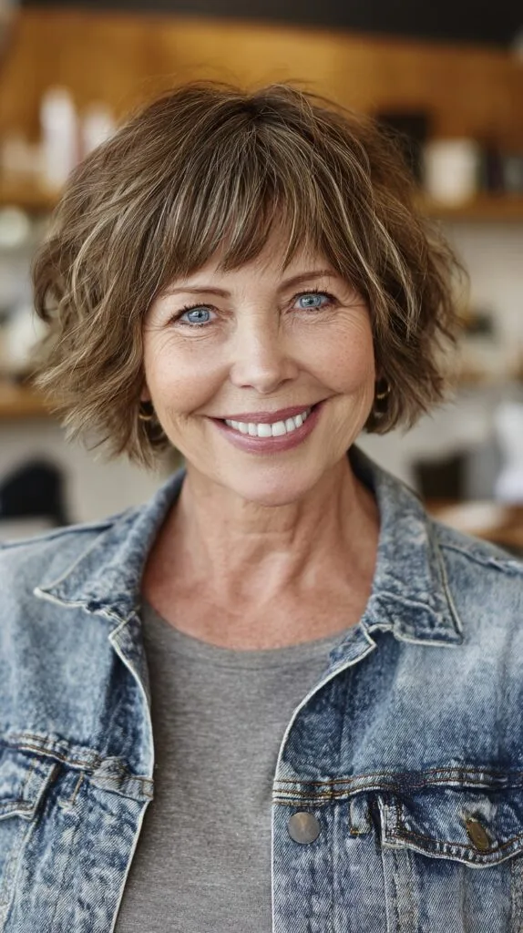 Textured Chin-Length Shag with Micro Fringe
