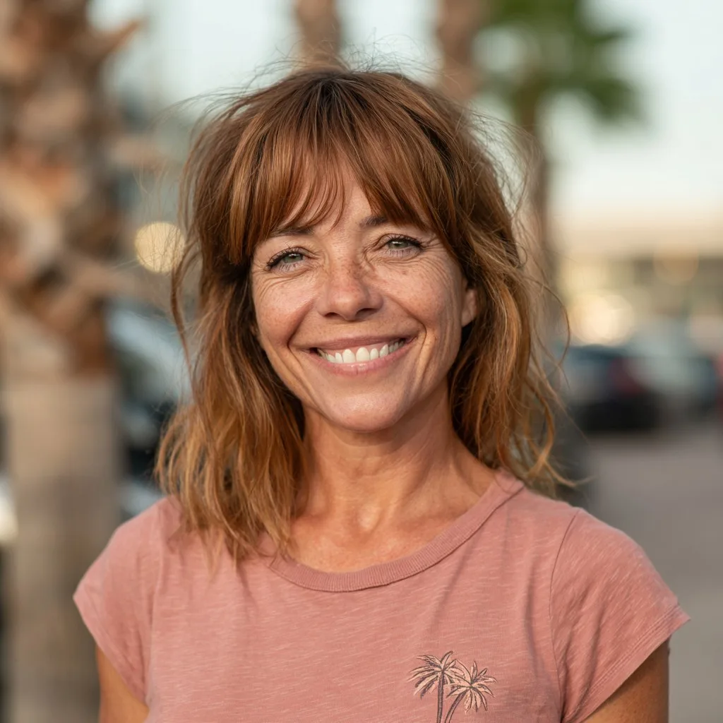 Textured Choppy Layers with Playful Bangs