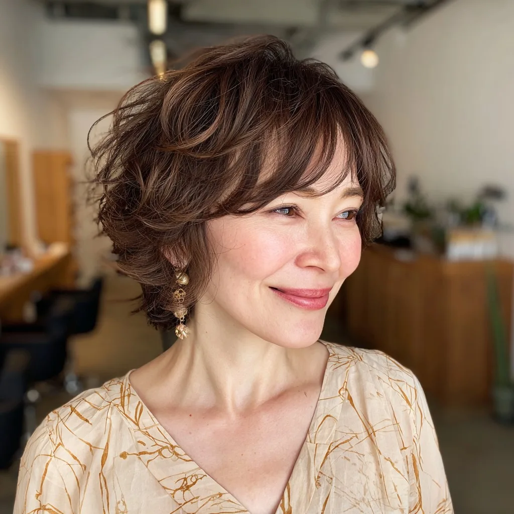 Textured Curly Bob with Face-Framing Layers