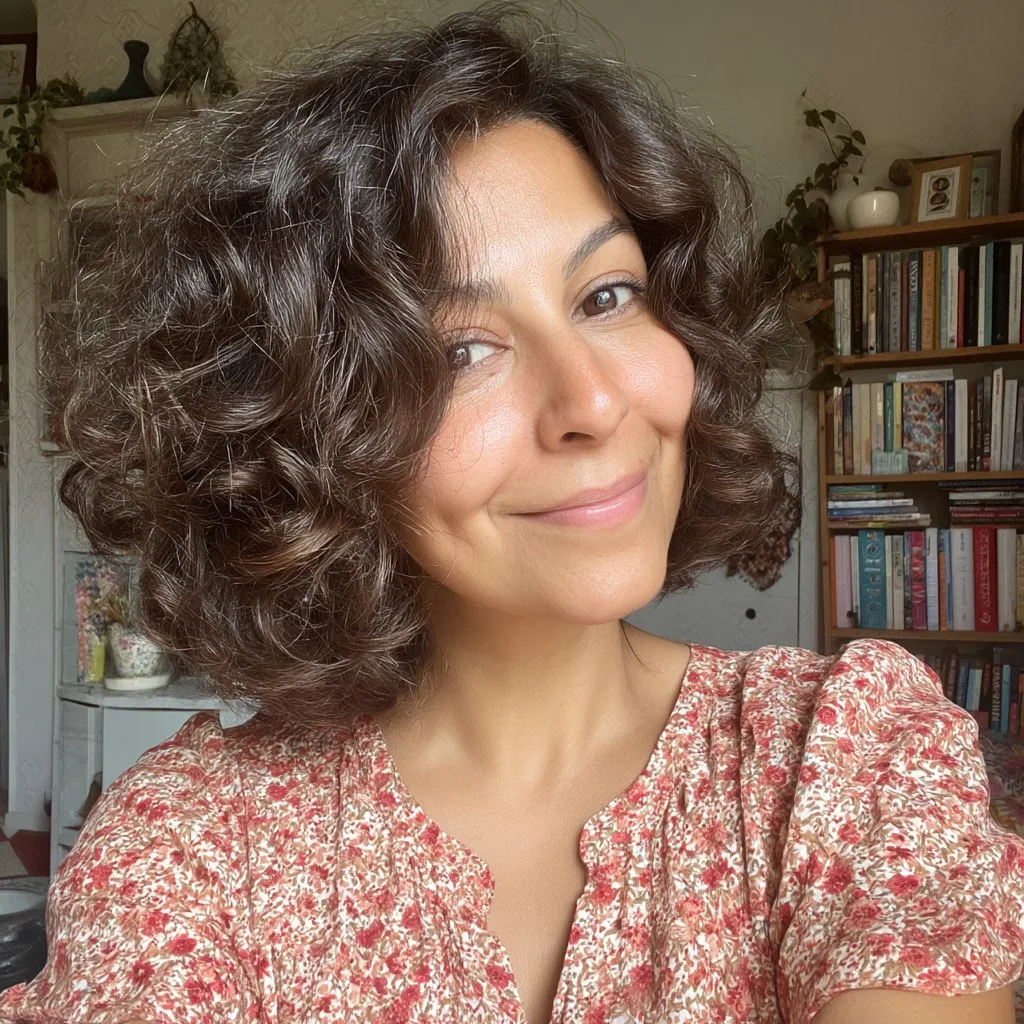 Textured Curly Bob with Soft Volume