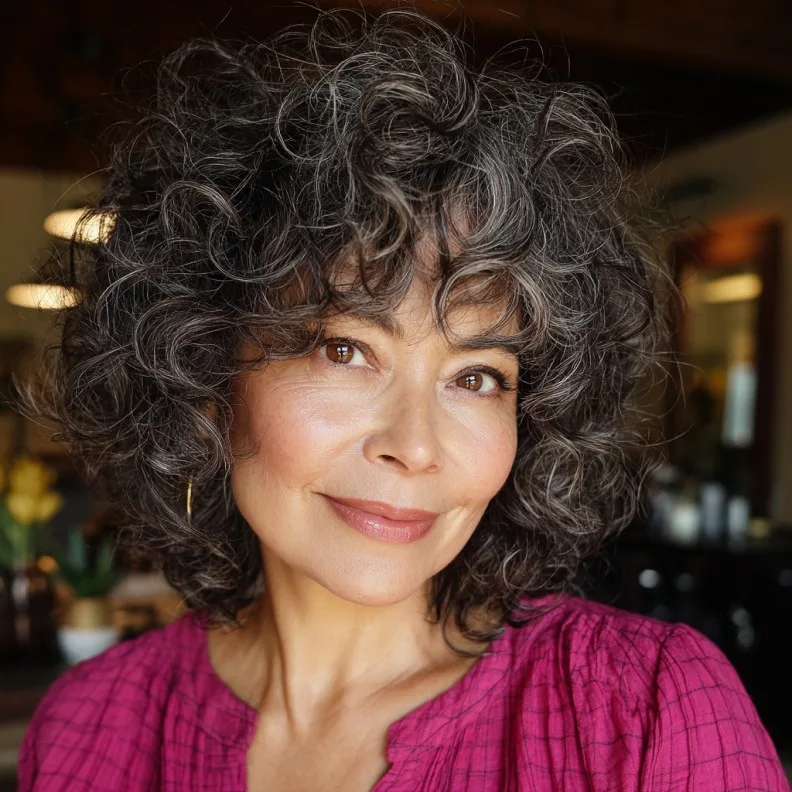 Textured Curly Layered Shag with Defined Curls