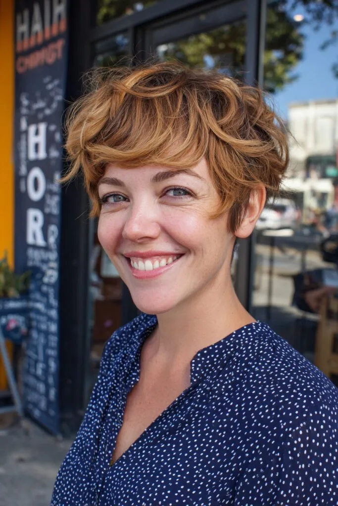 Textured Curly Pixie Cut with Soft Waves