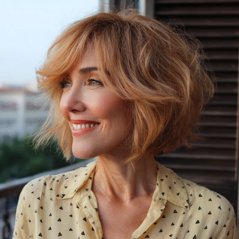 Textured Layered Bob with Gentle Movement