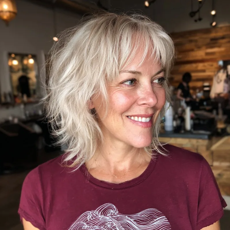 Textured Long Choppy Bob with Face-Framing Layers