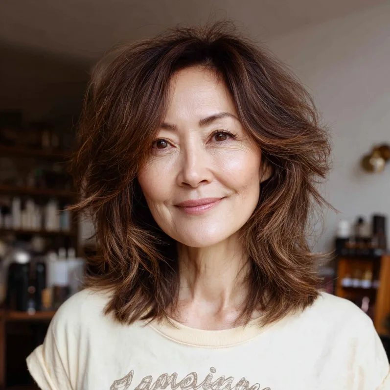 Textured Long Choppy Bob with Soft Layers