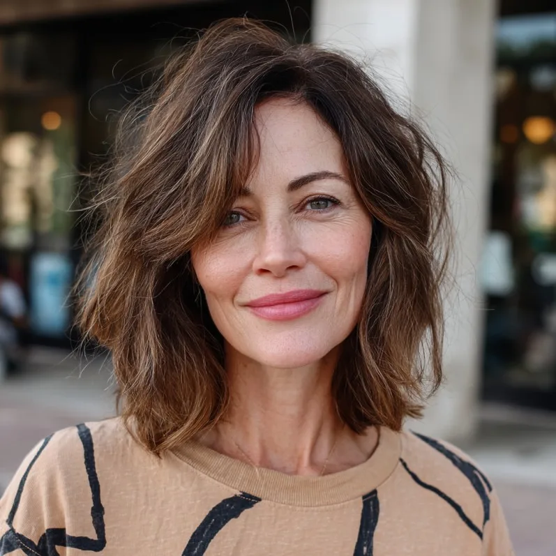 Textured Long Choppy Bob with Subtle Movement