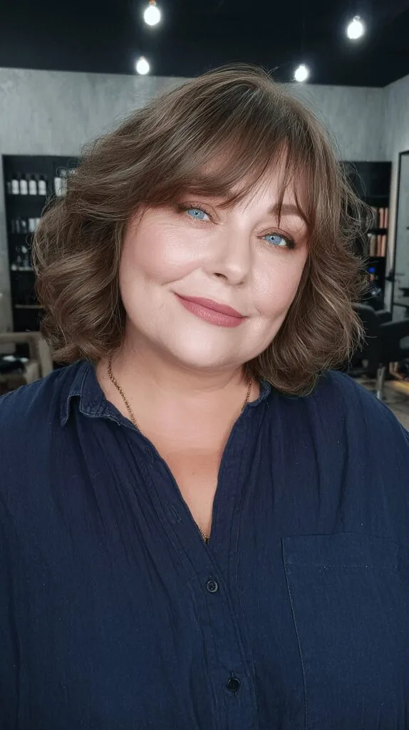 Textured Medium-Length Cut with Long Bangs