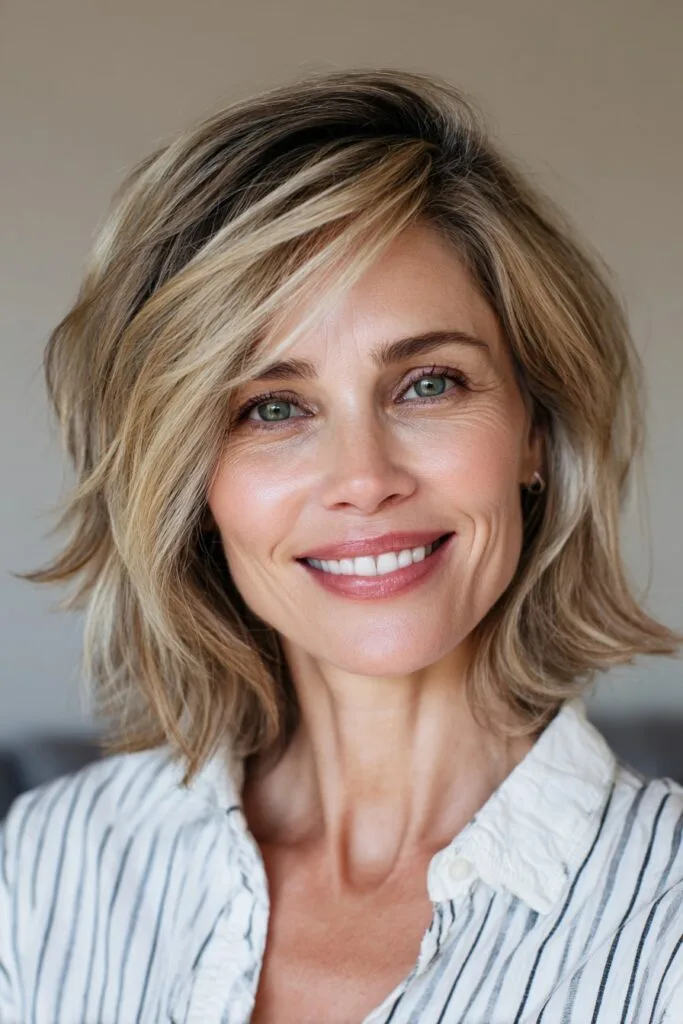 Textured Mid-Length Cut with Soft Face-Framing Layers