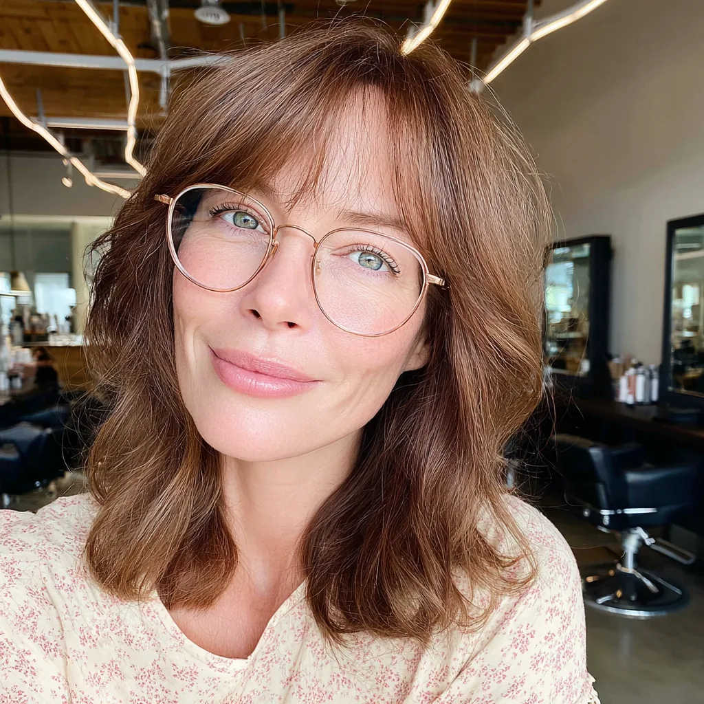 Textured Mid-Length Hair with Birkin Bangs