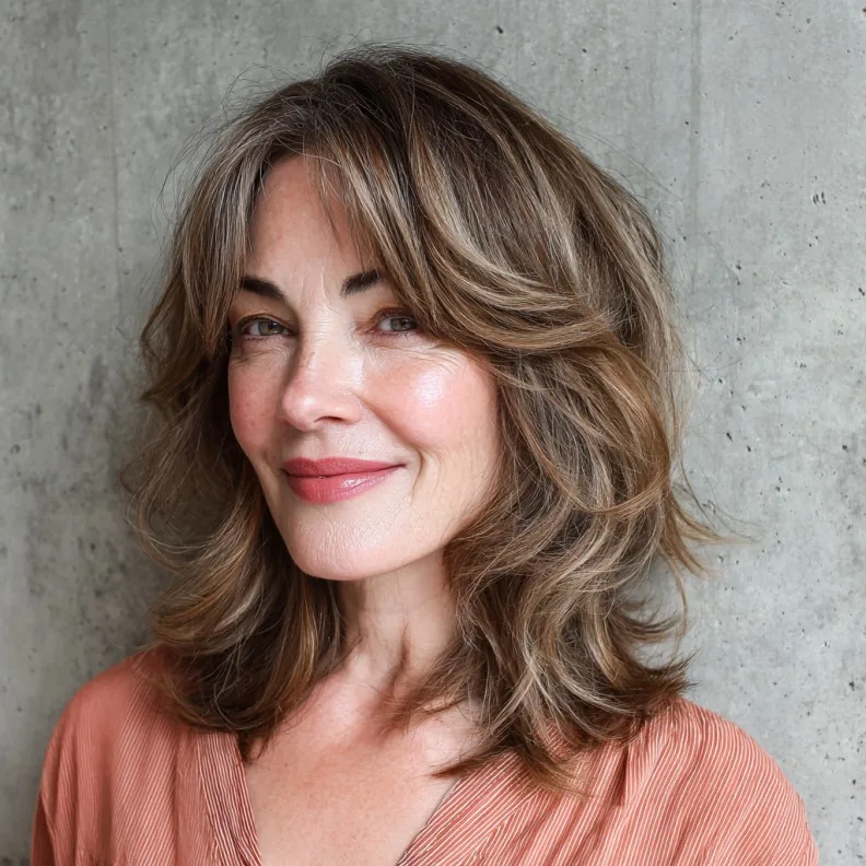 Textured Mid-Length Layered Shag with Soft Waves