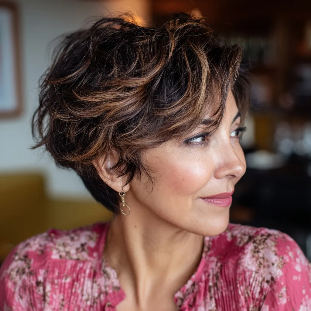 Textured Pixie Bob with Warm Highlights