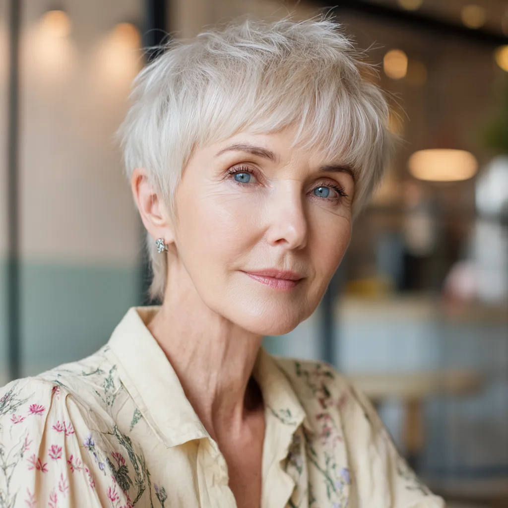 Textured Pixie with Soft Platinum Highlights