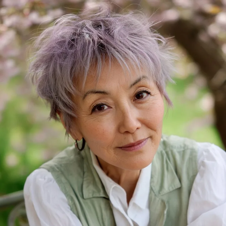 Textured Pixie with Subtle Lavender Shades