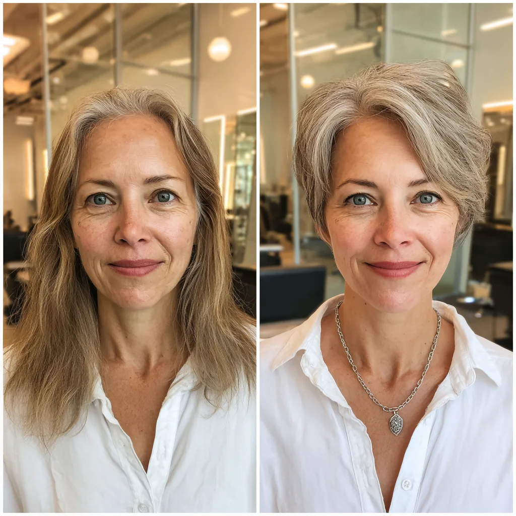 Textured Short Ash Blonde Cut with Soft Layers