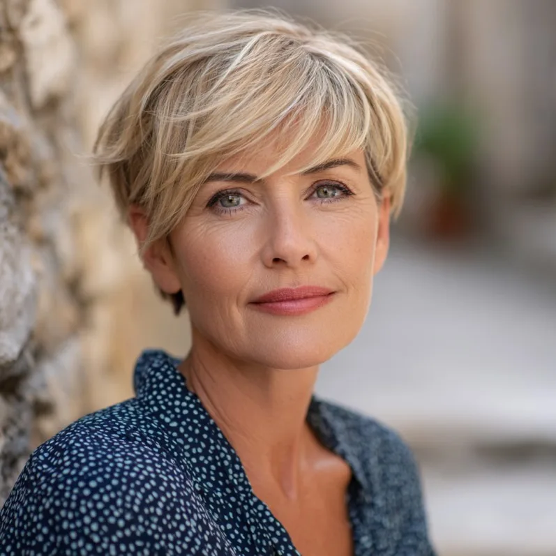 Textured Short Bob with Soft Bangs