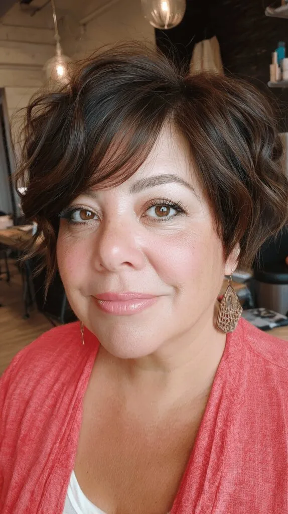 Textured Short Crop with Long Side Bangs