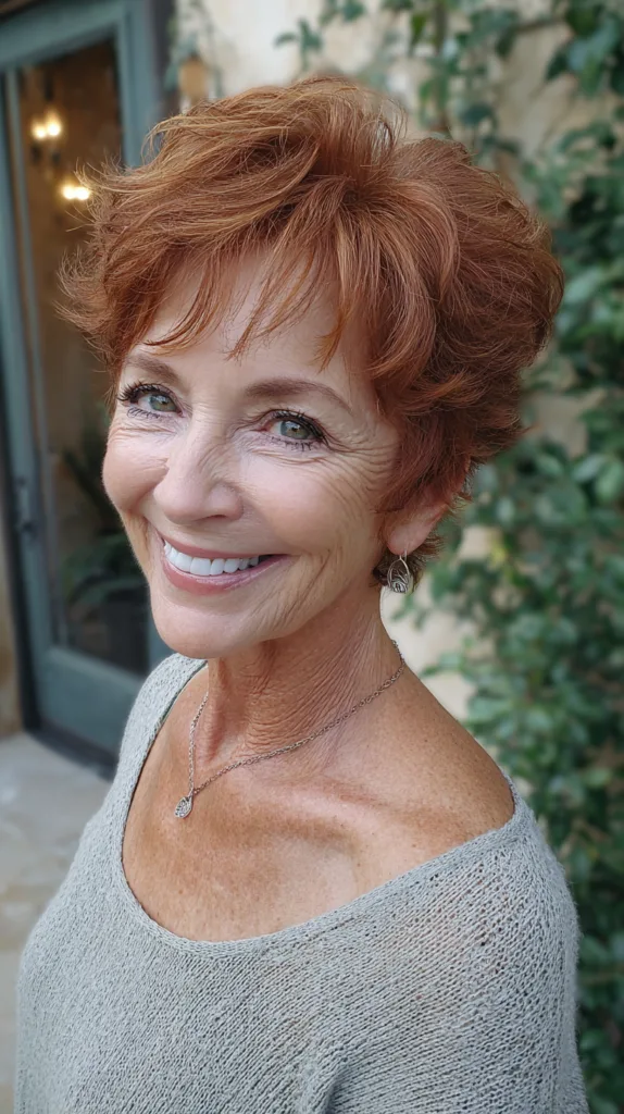 Textured Short Pixie Cut with a Warm Copper Hue