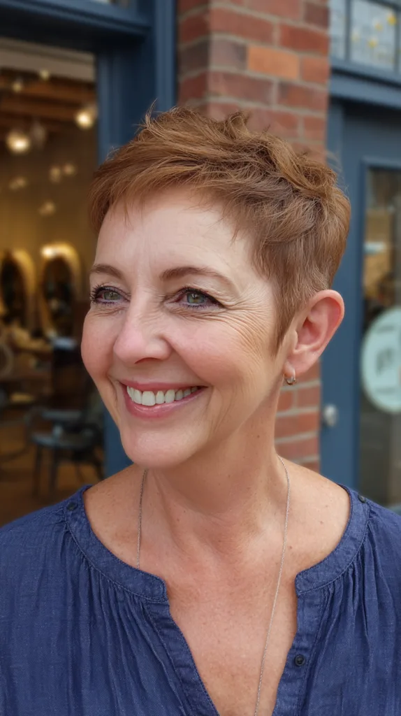 Textured Short Pixie Cut with Lively Copper Tones