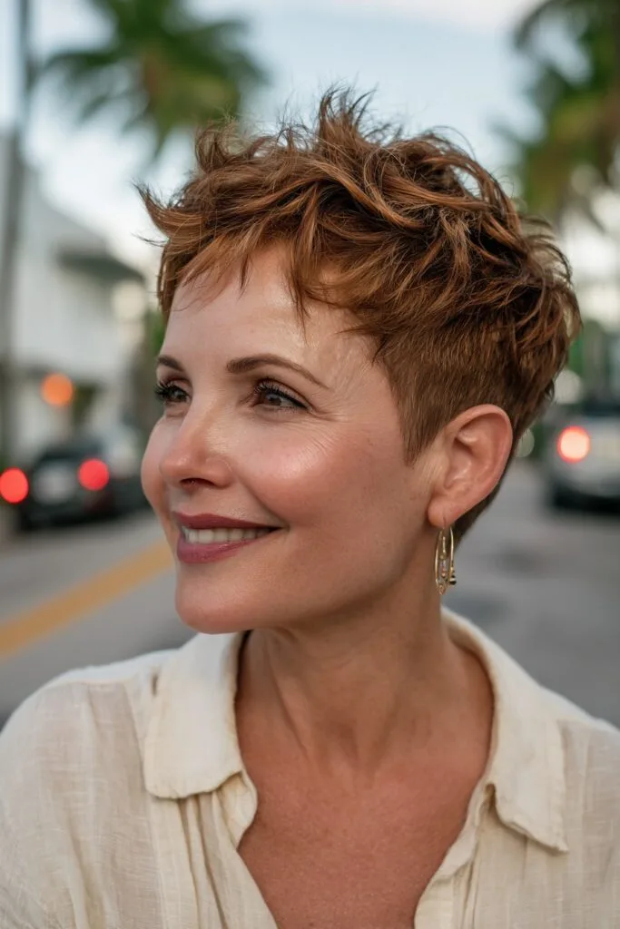 Textured Short Pixie Cut with Lively Waves