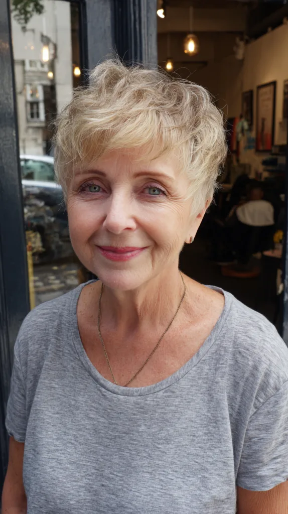 Textured Short Pixie Cut with Soft Blonde Tones